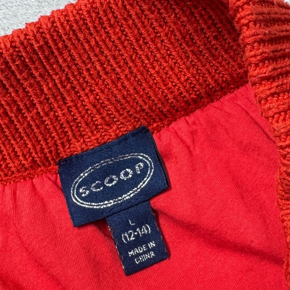 Scoop Crochet Scalloped Hem Red Pink Striped A Line Pull On Midi Skirt Large - Picture 15 of 16